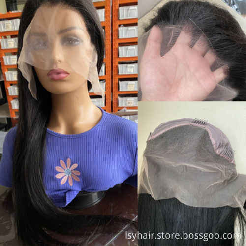LSY Hair 13X4 13X6 Hd Transparent Swiss Lace Front Wigs Long Human Hair Glueless Brazilian Straight 100% Virgin Hd Full Lace Wig